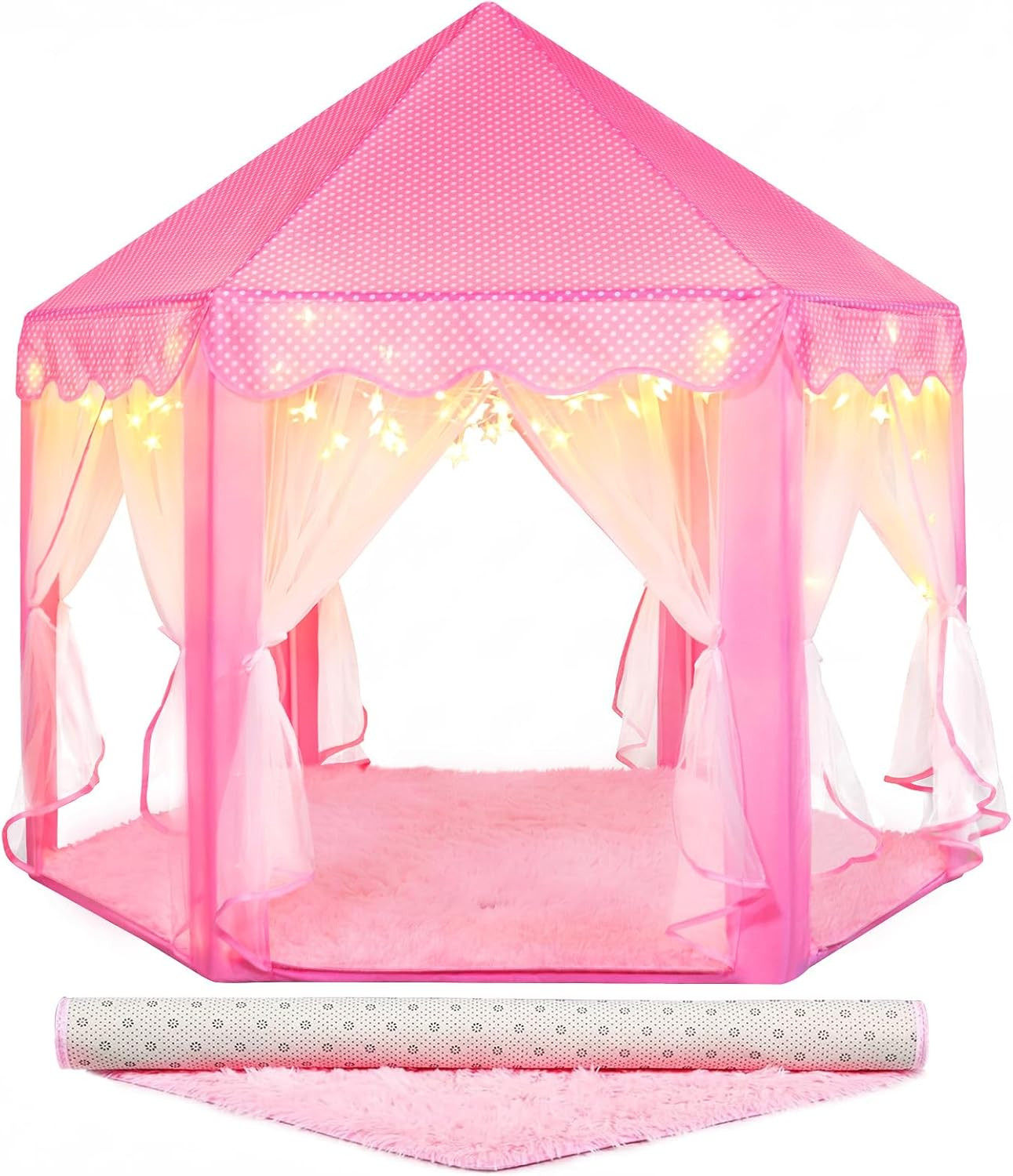 Princess Castle Tent for Girls Indoor, Play Tent with Rug | Amazon (US)