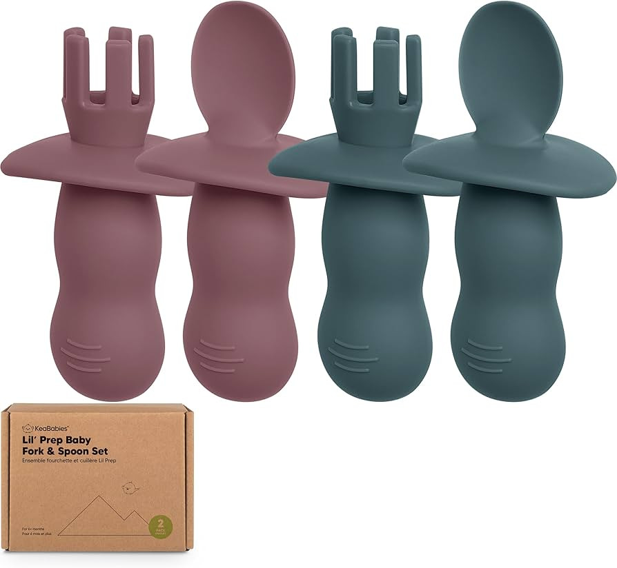 KeaBabies 4-Pack Silicone Baby Spoons and Forks Set - Baby Spoon Self Feeding, BLW Baby Utensils ... | Amazon (US)
