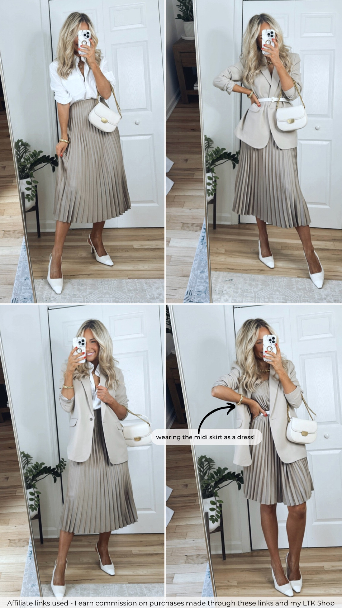 Creating as many outfits as I can using 3 tops, 3 bottoms, and 3 shoes! These are the outfits I put together using the pleated midi skirt!