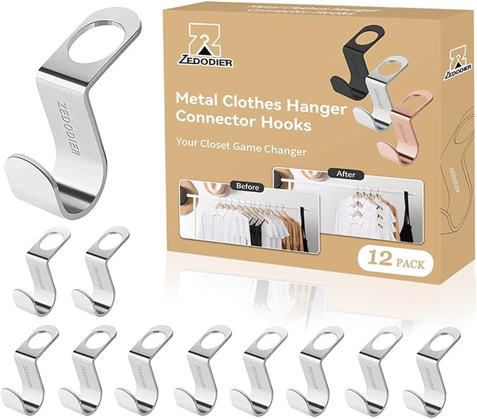 ZEDODIER Metal Clothes Hanger Connector Hooks, 12 Pack Super Sturdy Hanger Extender Hooks, Effici... | Amazon (US)
