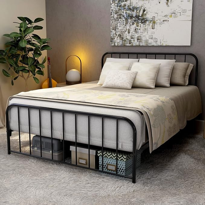 DUMEE Queen Bed Frame with Headboard and Footboard Metal Platform Bed Frame Queen Size No Box Spr... | Amazon (US)