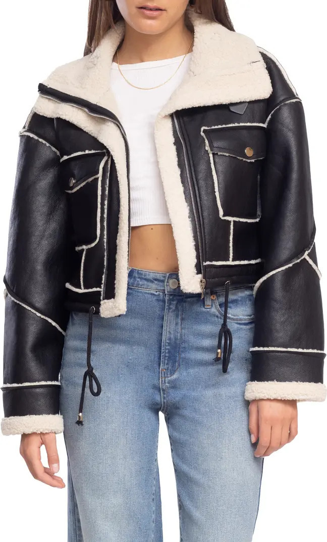 BLANKNYC Bonded Moto Jacket with Faux Shearling Trim | Nordstrom | Nordstrom