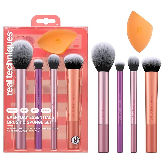 Real Techniques Everyday Essentials 5 Piece Makeup Brush & Sponge Set | Amazon (US)