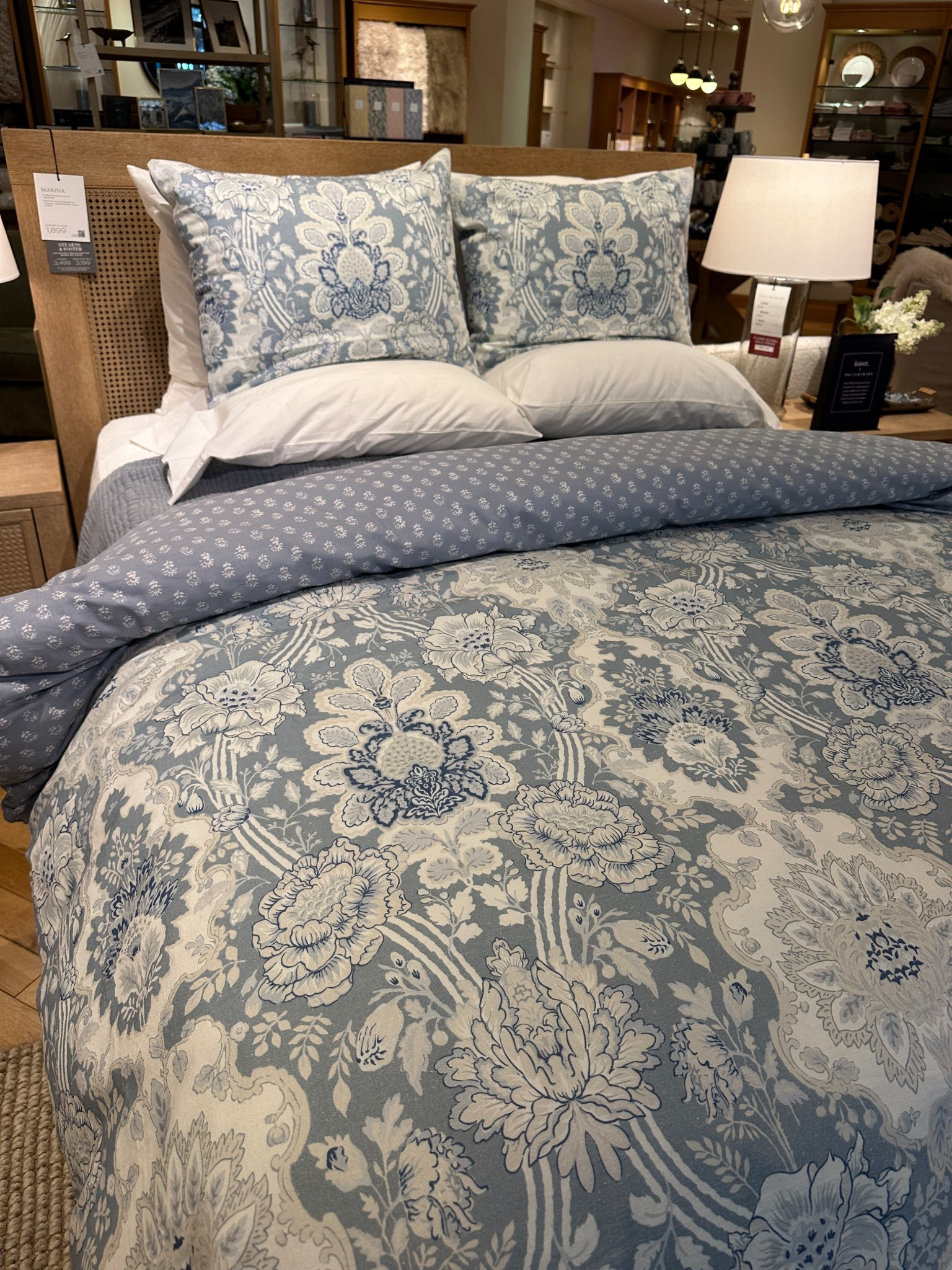 Beautiful blue floral bedding from Pottery Barn - Kravet. Classic cane bed and traditional home decor for a cozy bedroom.

#ltkpotterybarn #ltkkravet



#LTKSeasonal #LTKHome