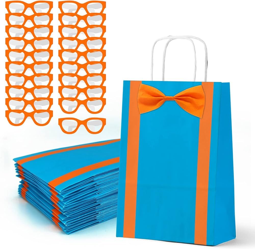 16PCS Orange Blue DIY English Teacher Party Favors Bags with 20PCS Glasses Goodies Treat Gift Bag... | Amazon (US)