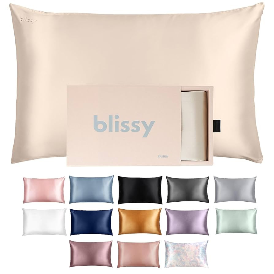 Blissy Silk Pillowcase - 100% Pure Mulberry Silk - 22 Momme 6A High-Grade Fibers - Silk Pillow Co... | Amazon (US)