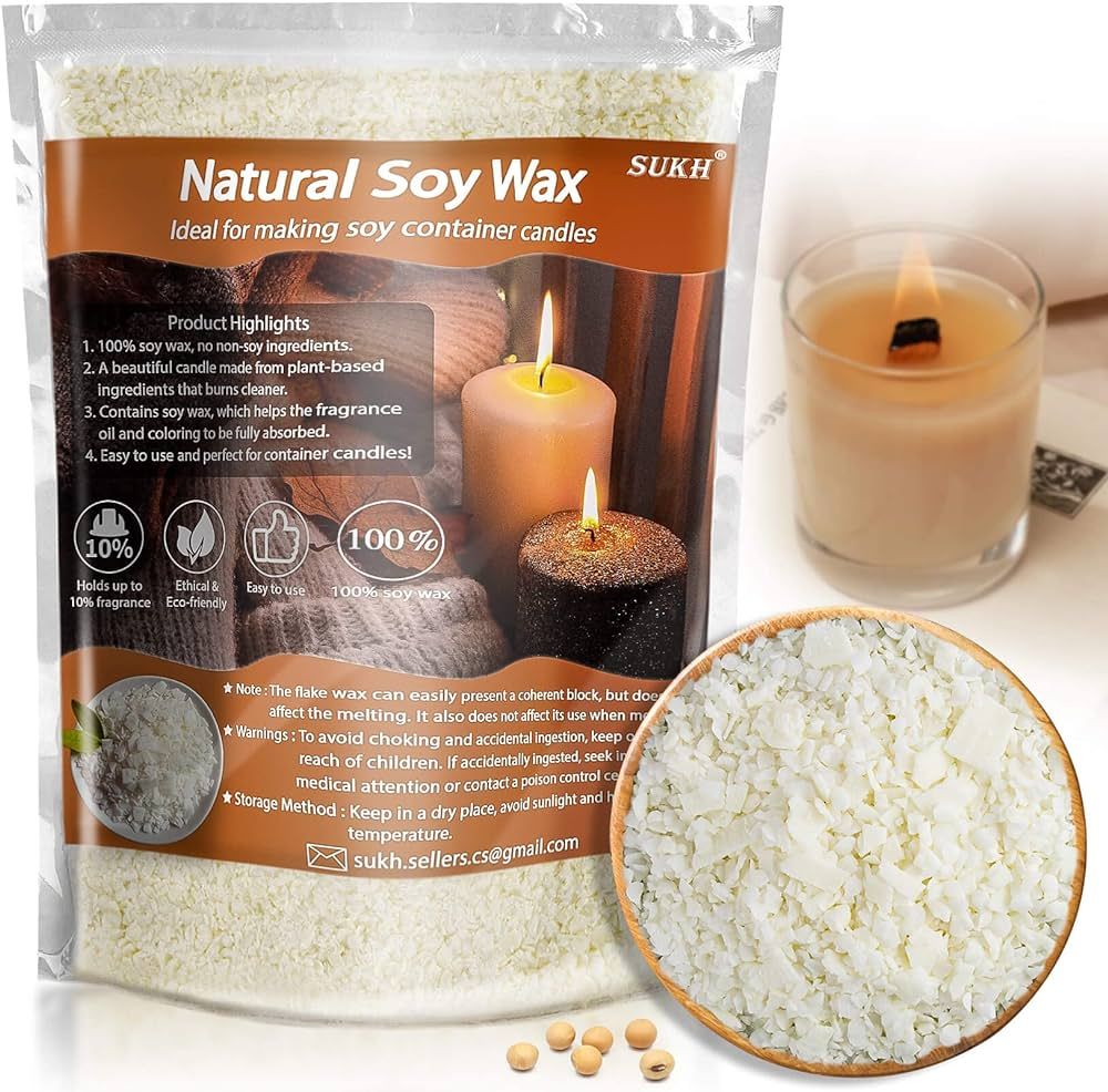 Sukh Soy Wax for Candle Making - Natural Soy Wax Flakes Pure Soy Wax Candle Making Soy Wax Chips ... | Amazon (US)