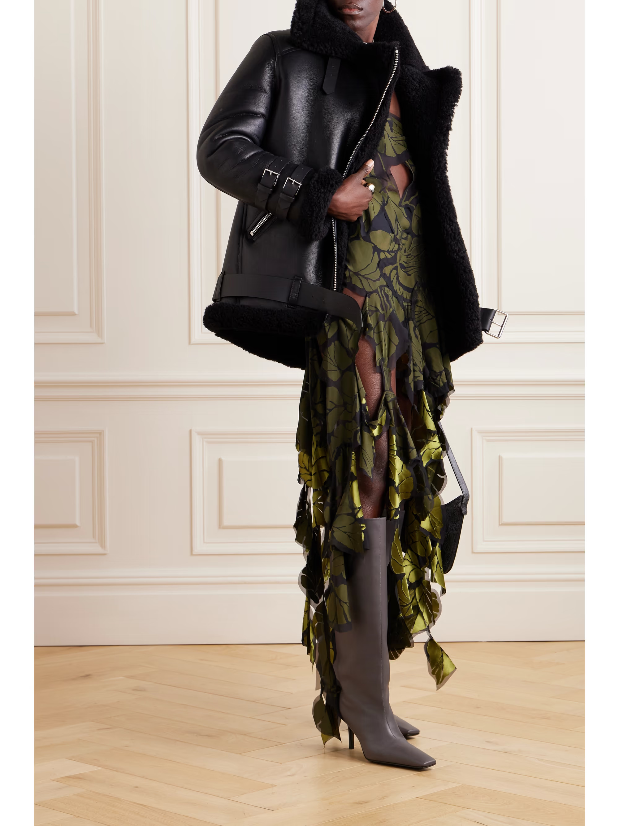 Velocite leather-trimmed shearling jacket | NET-A-PORTER (UK & EU)