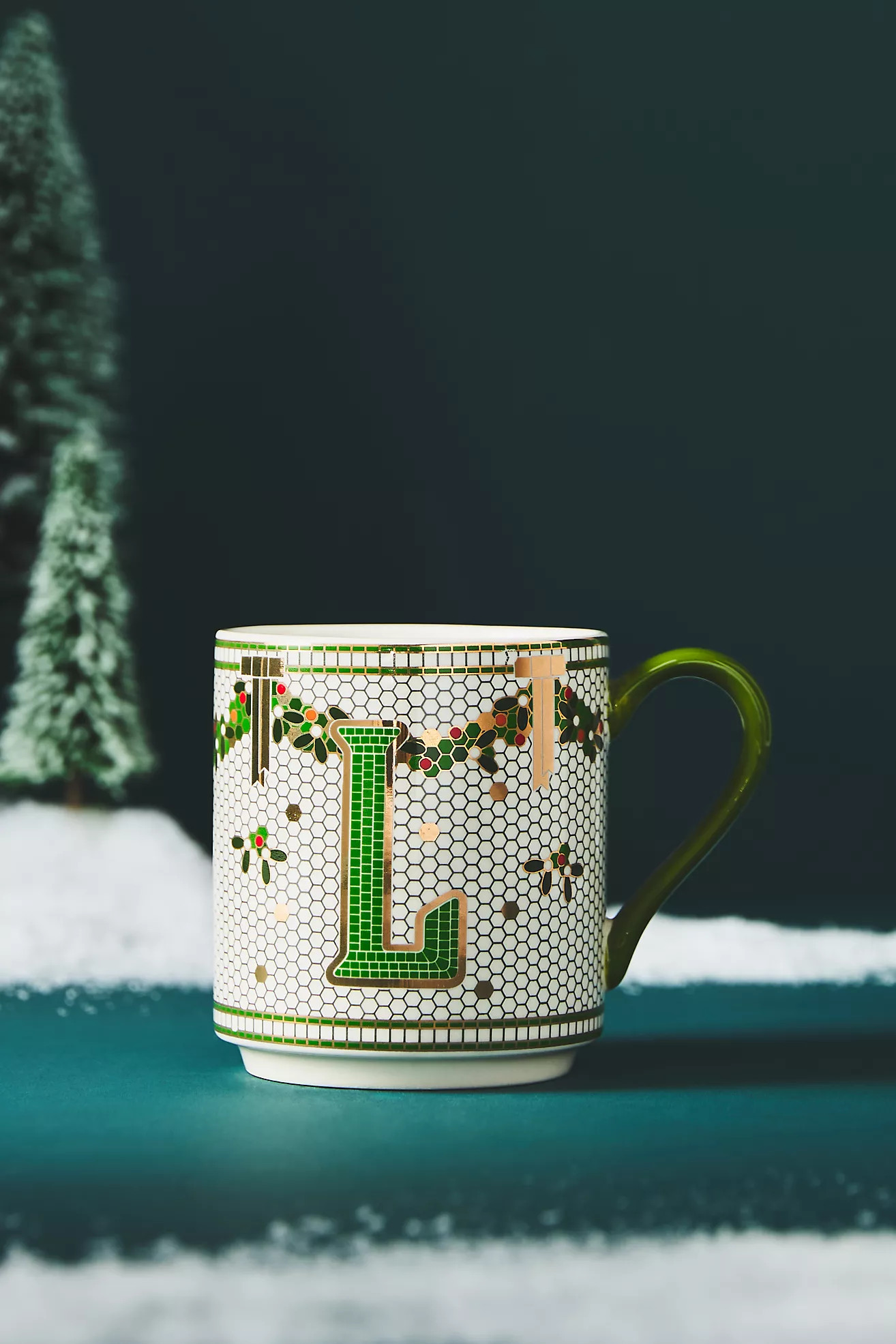 Festive Bistro Tile Monogram Mug | Anthropologie (US)