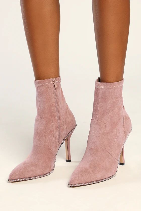 Shellie Rose Suede Pointed-Toe Studded Mid-Calf Boots | Lulus (US)