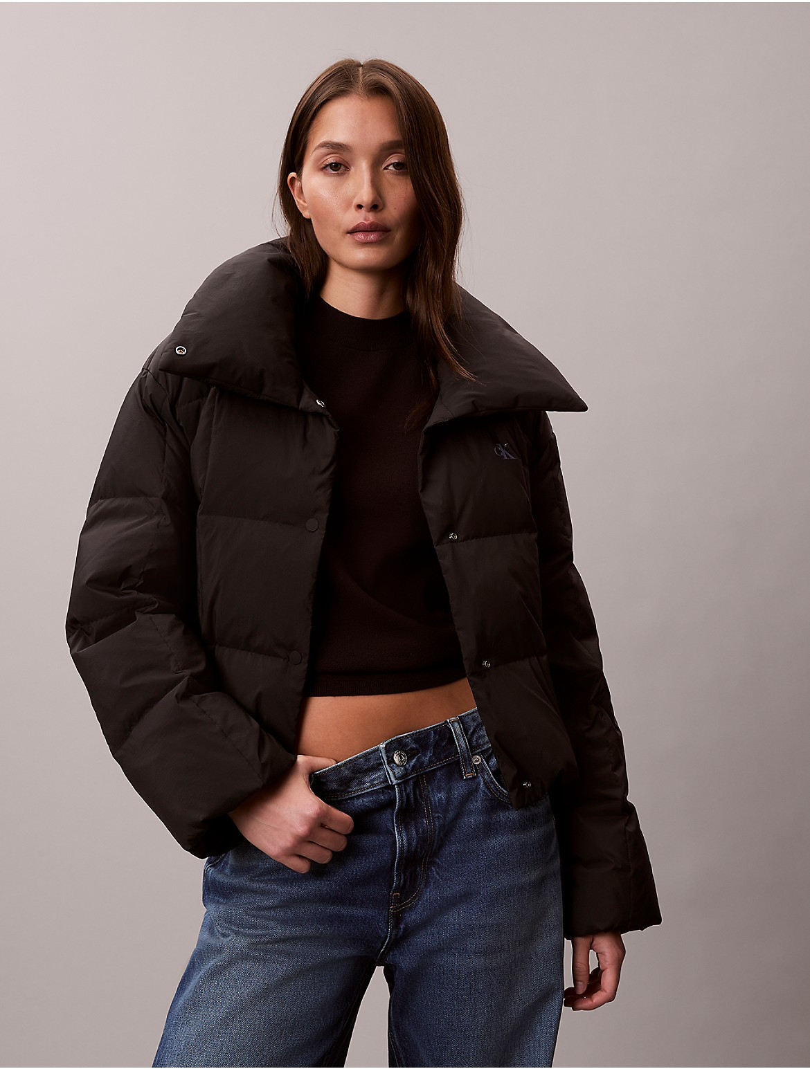 Calvin Klein Women's Crinkle Nylon Puffer Jacket - Black - S | Calvin Klein (US)