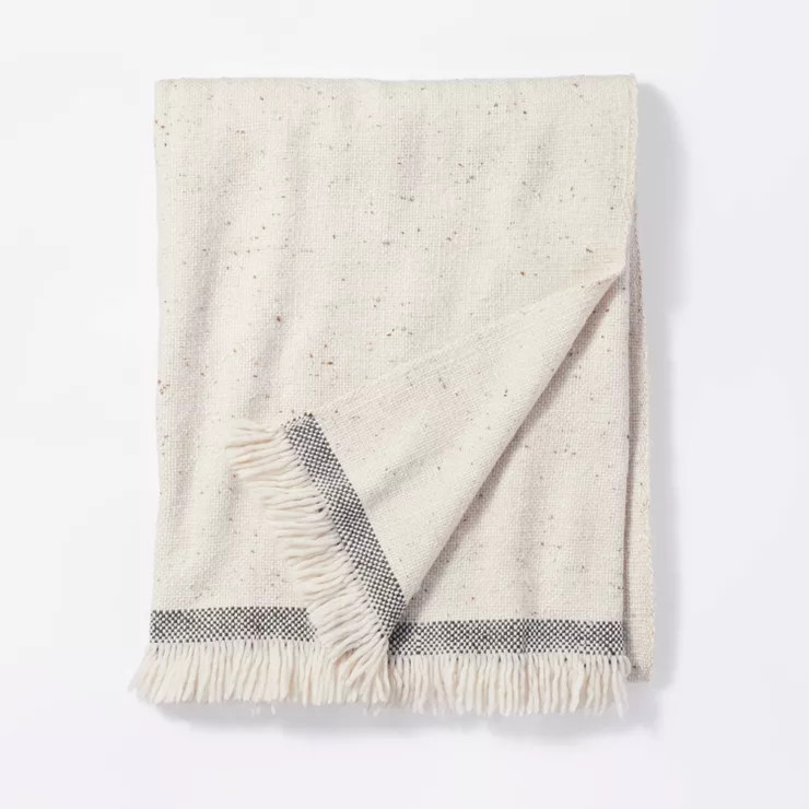 Woven Striped Border Nep Throw Blanket with Fringes - Threshold™ designed with Studio McGee | Target