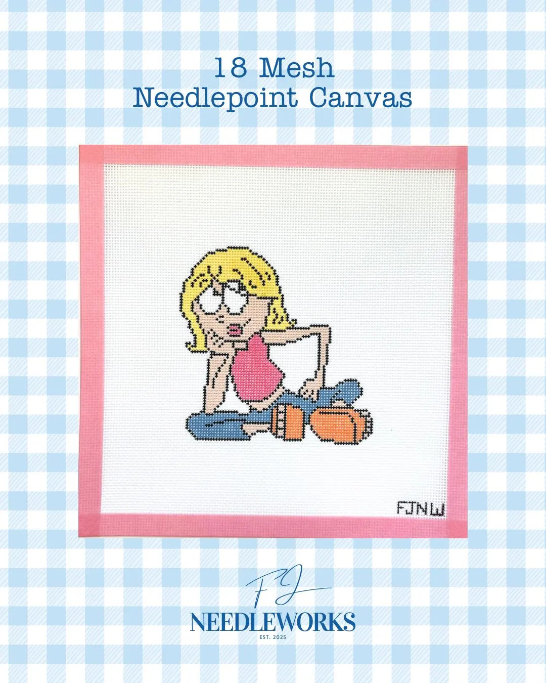 Y2K Cartoon Girl Hand Painted Needlepoint Canvas | 18 Mesh - Etsy | Etsy (Global)