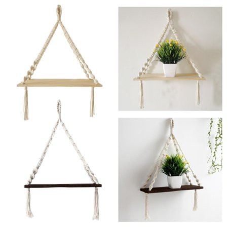 2x Triangle Macrame Shelf Floating Shelf For Planter | Walmart (US)