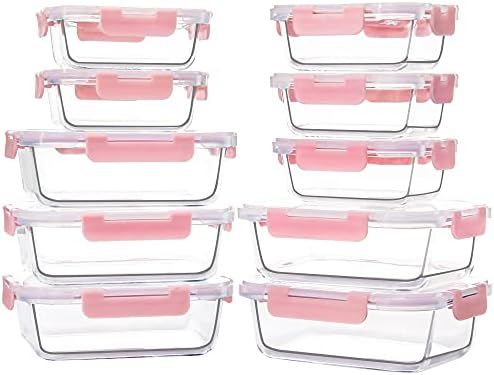 10 Pack Glass Food Storage Containers, Glass Meal Prep Containers with Lids Leak Proof, Microwave... | Amazon (US)