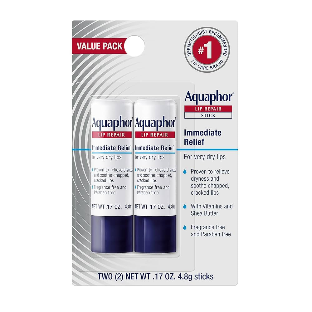 Aquaphor Lip Repair Stick, Moisturizing Lip Balm Pack, Relieves Dryness, 0.17 Oz Stick, Pack of 2 | Amazon (US)