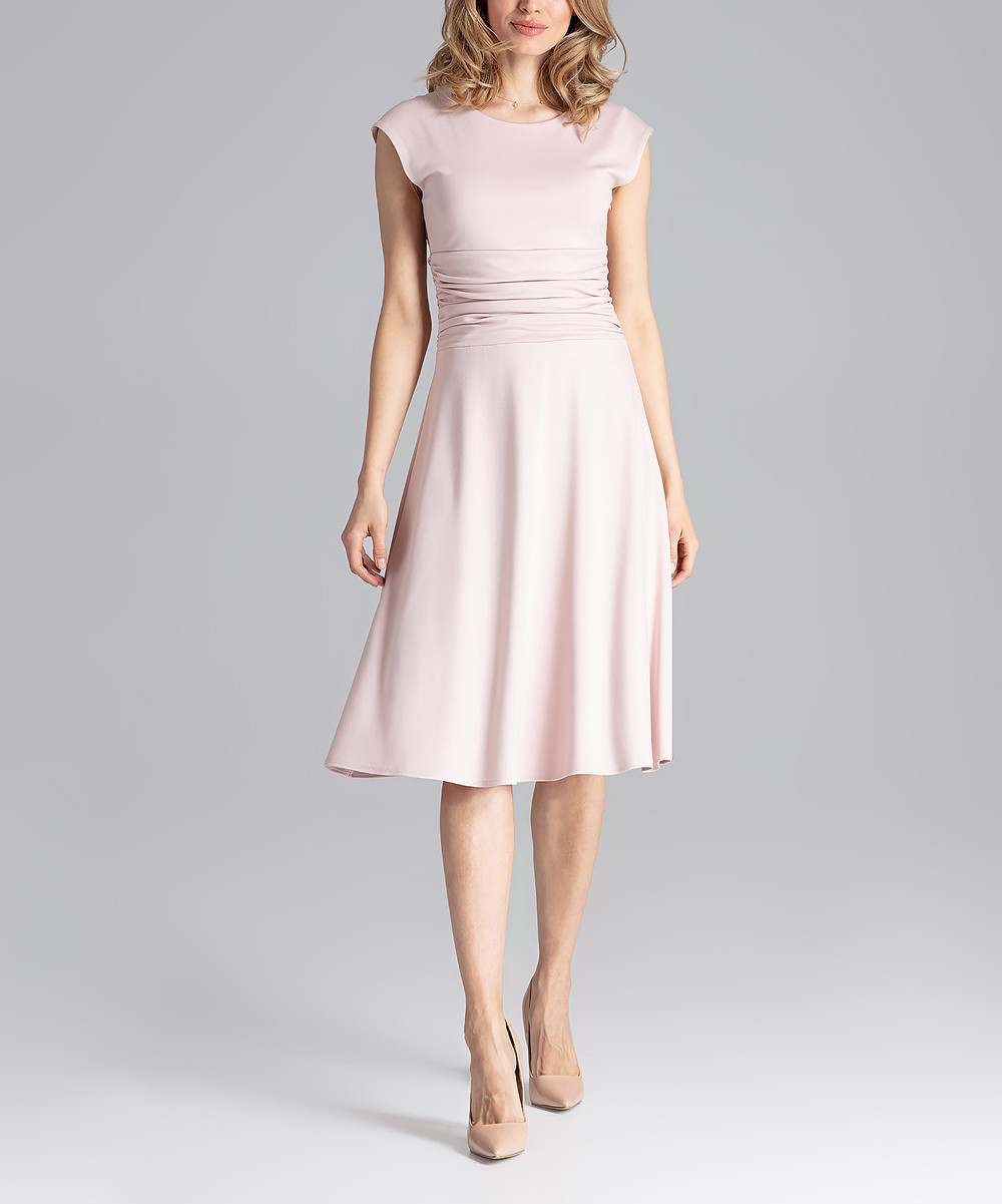 FIGL Women's Career Dresses Pink - Pink Ruched Midi Dress - Women | Zulily