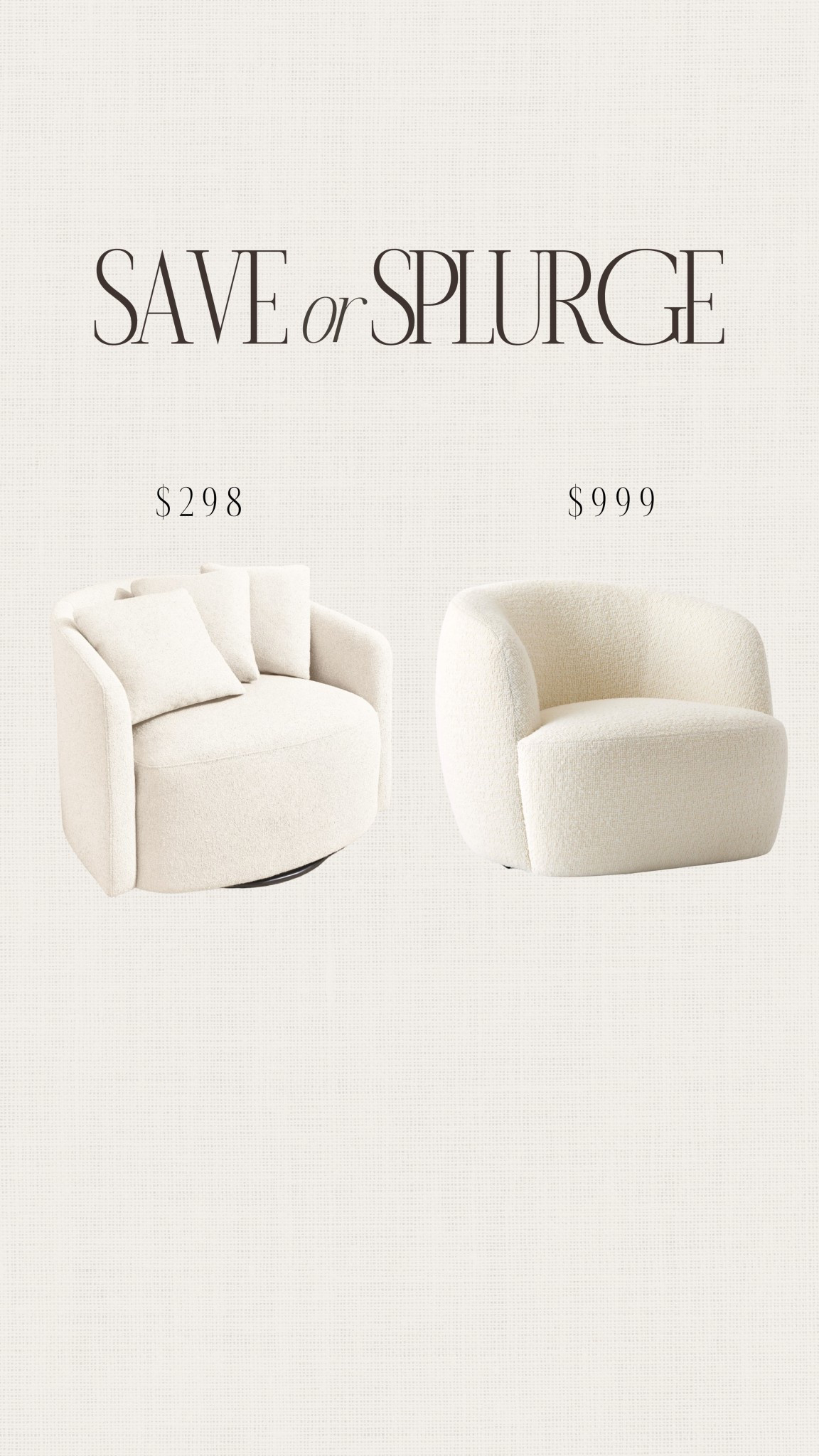 Save or splurge! You don’t have to spend a lot to get that luxurious designer feel. I personally own the saved version of this chair and I am obsessed. The quality is amazing and the material is so pretty. #stylinbyaylin #stylinaylinhome

#LTKHome #LTKStyleTip