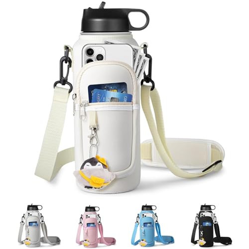 RRegeny Water Bottle Holder with Strap for Hydroflask 32oz 40oz Insulated Water Bottle, Carrier Sling Bag with Phone Pocket Water Bottle Sleeve for Men Women Hiking Camping Travelling | Amazon (US)