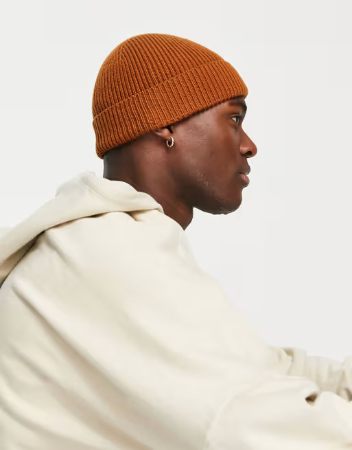 ASOS DESIGN fisherman beanie in tobacco | ASOS (Global)