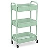 CAXXA 3-Tier Rolling Metal Storage Organizer - Mobile Utility Cart, Kitchen Cart with Caster Whee... | Amazon (US)