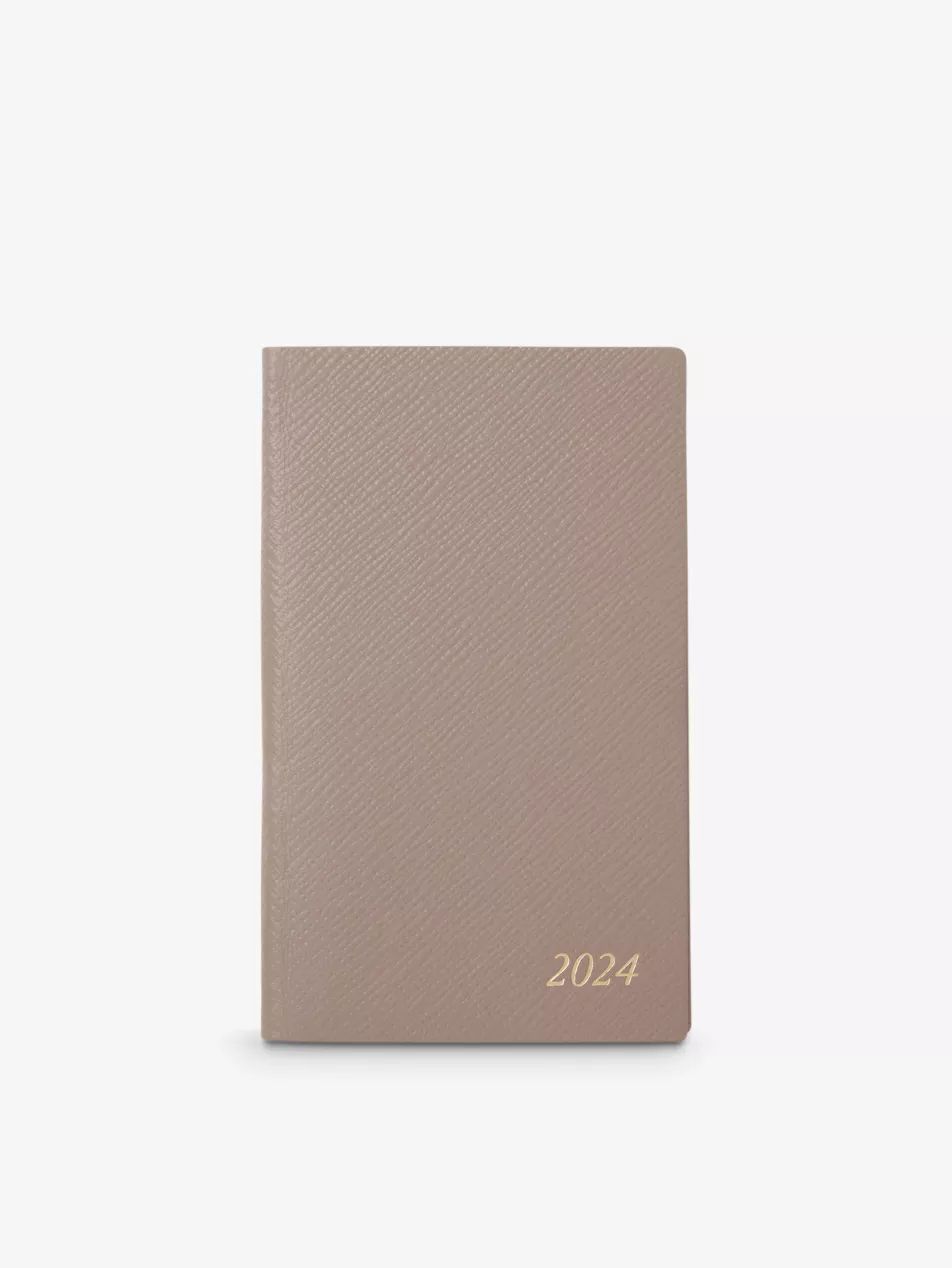 2024 Panama cross-grain leather weekly diary with pocket 9cm x 14cm | Selfridges