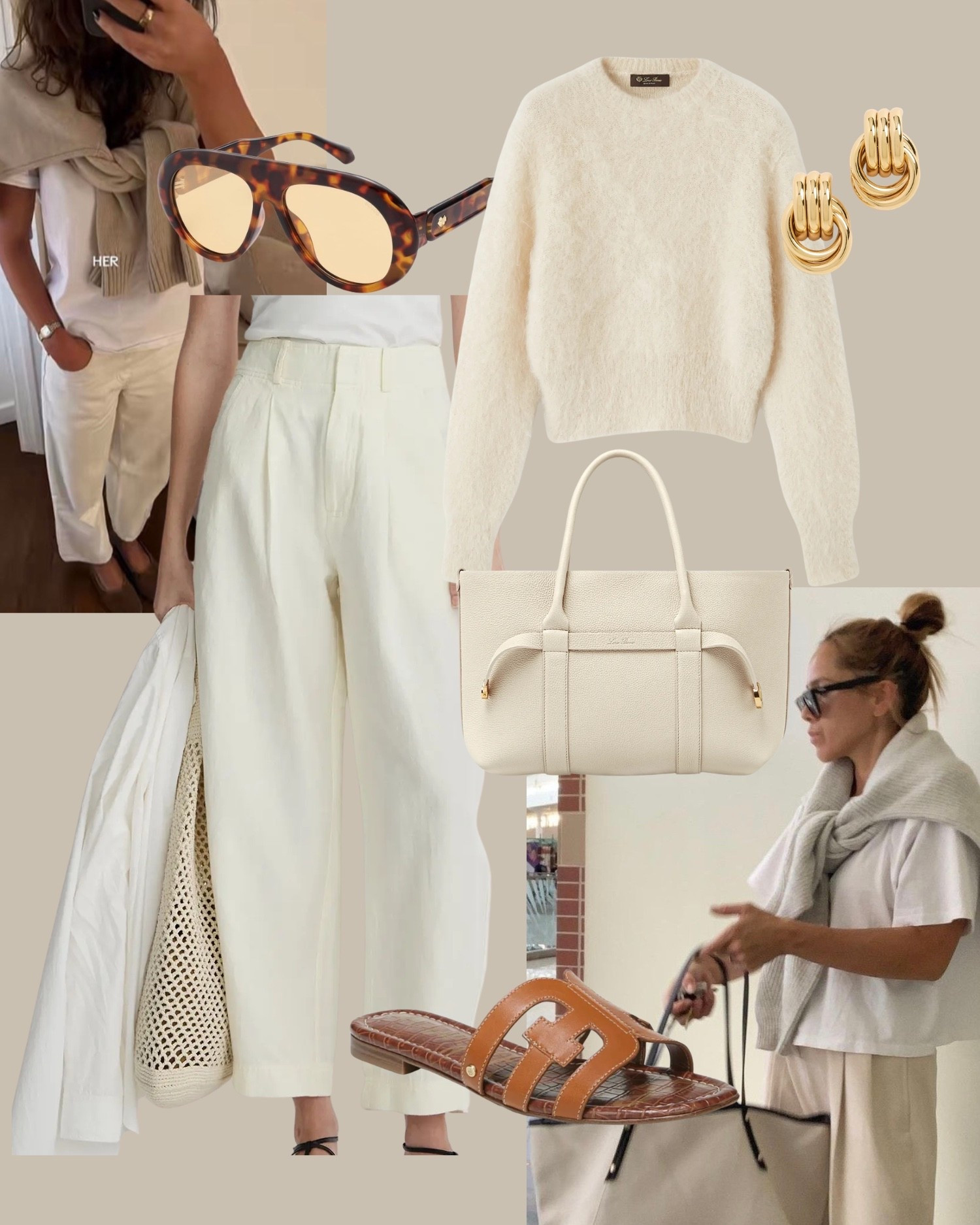 Chic off white spring outfit 