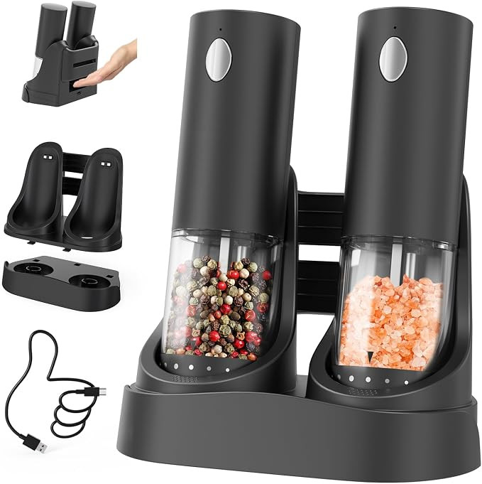 CIRCLE JOY Electric Salt and Pepper Grinder Set Automatic Salt and Pepper Grinder Set with Easy-t... | Amazon (US)