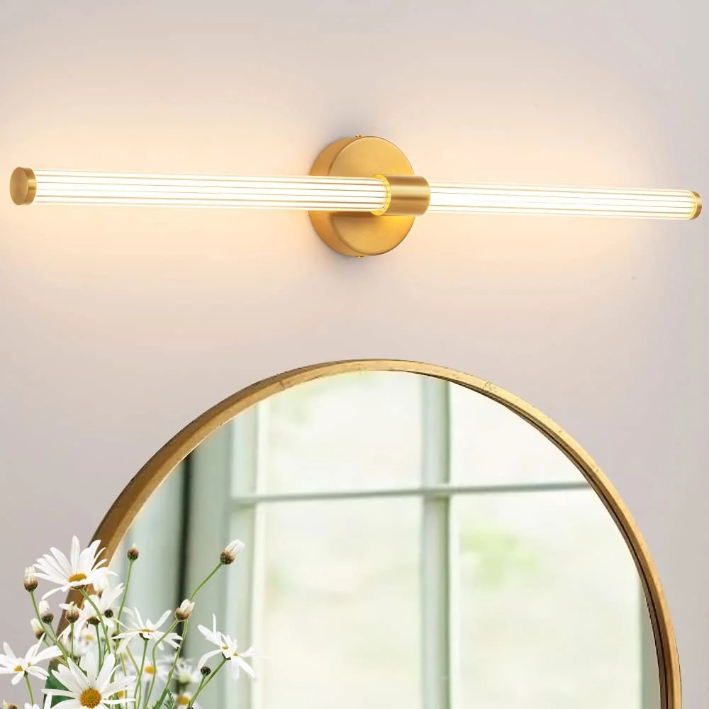 Buchan 1-Light LED Gold Vanity Light Bathroom Light Strip Mirror Headlights Dresser Light Bar | Wayfair North America