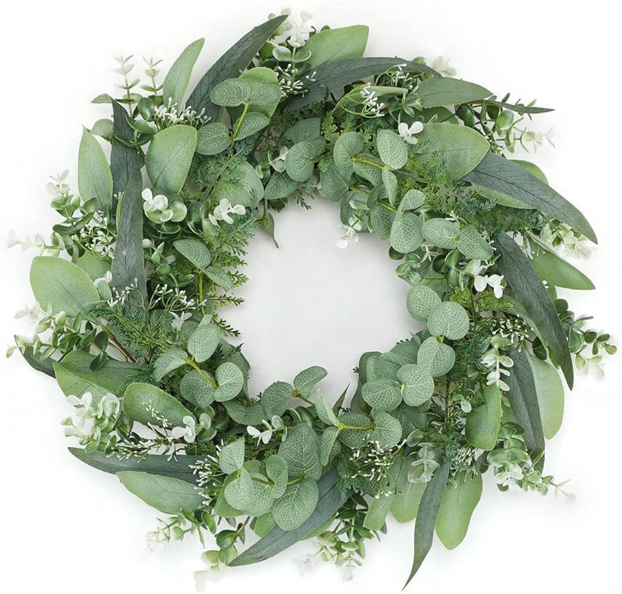 LIFEFAIR Green Eucalyptus Wreath, 20" Spring Artificial Eucalyptus Leaves Wreath for Front Door W... | Amazon (US)