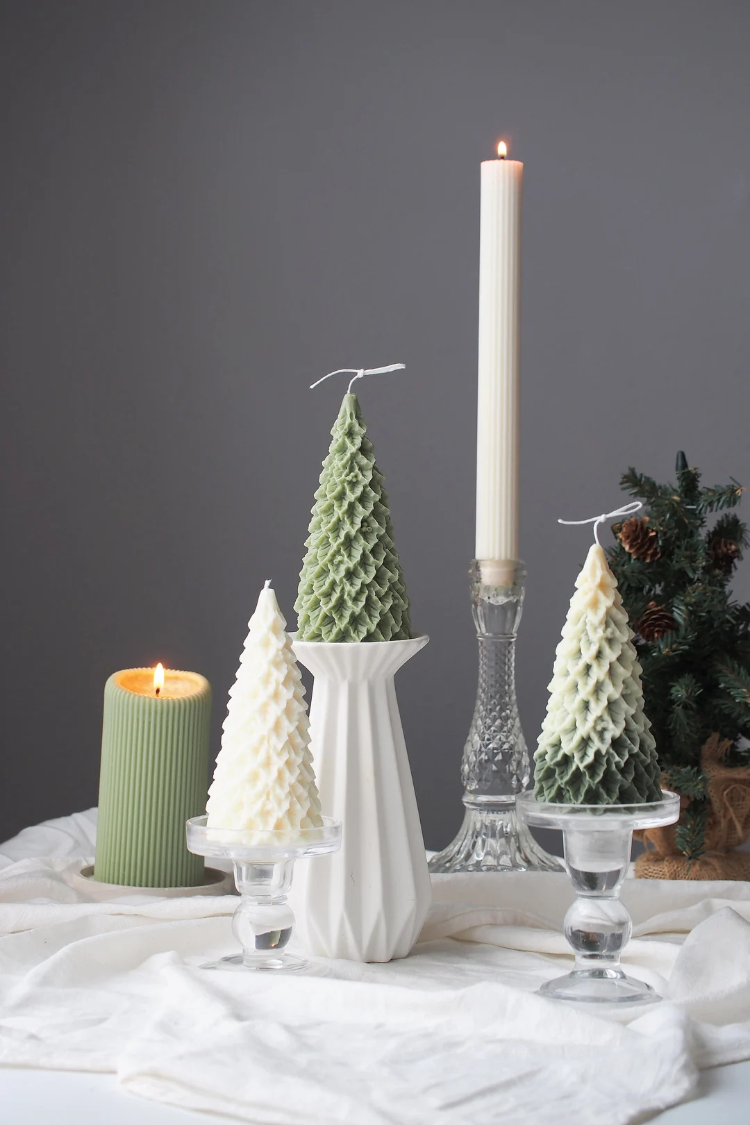 Christmas Tree Candle Snow Tree Shaped Candle Scented - Etsy | Etsy (US)