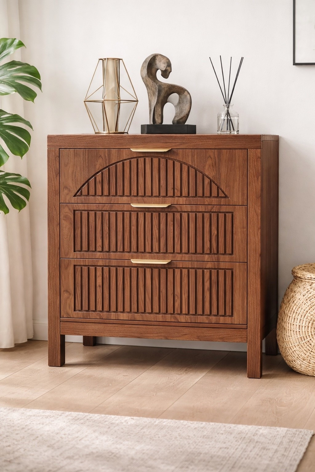 Love everything about this 3 drawer dresser! The arch, fluted detail, beautiful  color, large size, and gold handles!! Would be a perfect oversized nightstand! 

#LTKSaleAlert #LTKHome
