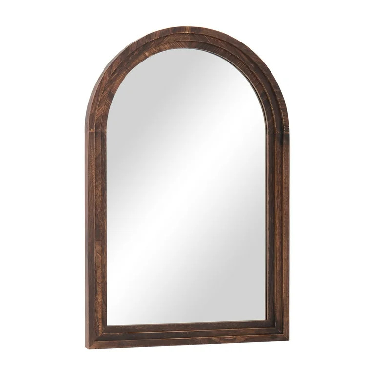 BEAUTYPEAK 36"x 24" Arched Bathroom Mirror Wall Mirror Wooden Frame,Brown | Walmart (US)