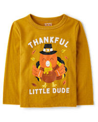 Baby And Toddler Boys Thankful Dude Graphic Tee - dk honey | The Children's Place
