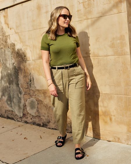 Easy breezy favorites from @jcrew! These leather slides and linen cargos were instant wardrobe favs. #injcrew #ad