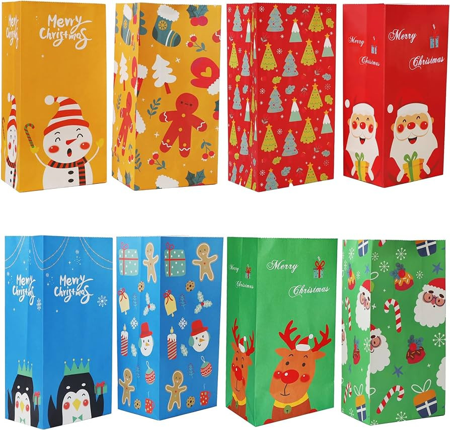 Lulu Home Christmas Treat Bags, 72 PCS Xmas Party Treat Paper Bags, Assorted Party Holiday Favors... | Amazon (US)