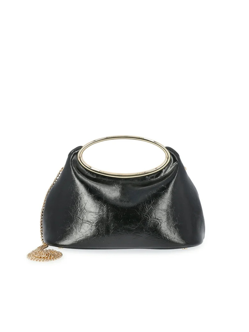 Scoop Women's Faux Leather Top Handle Clutch, Black | Walmart (US)