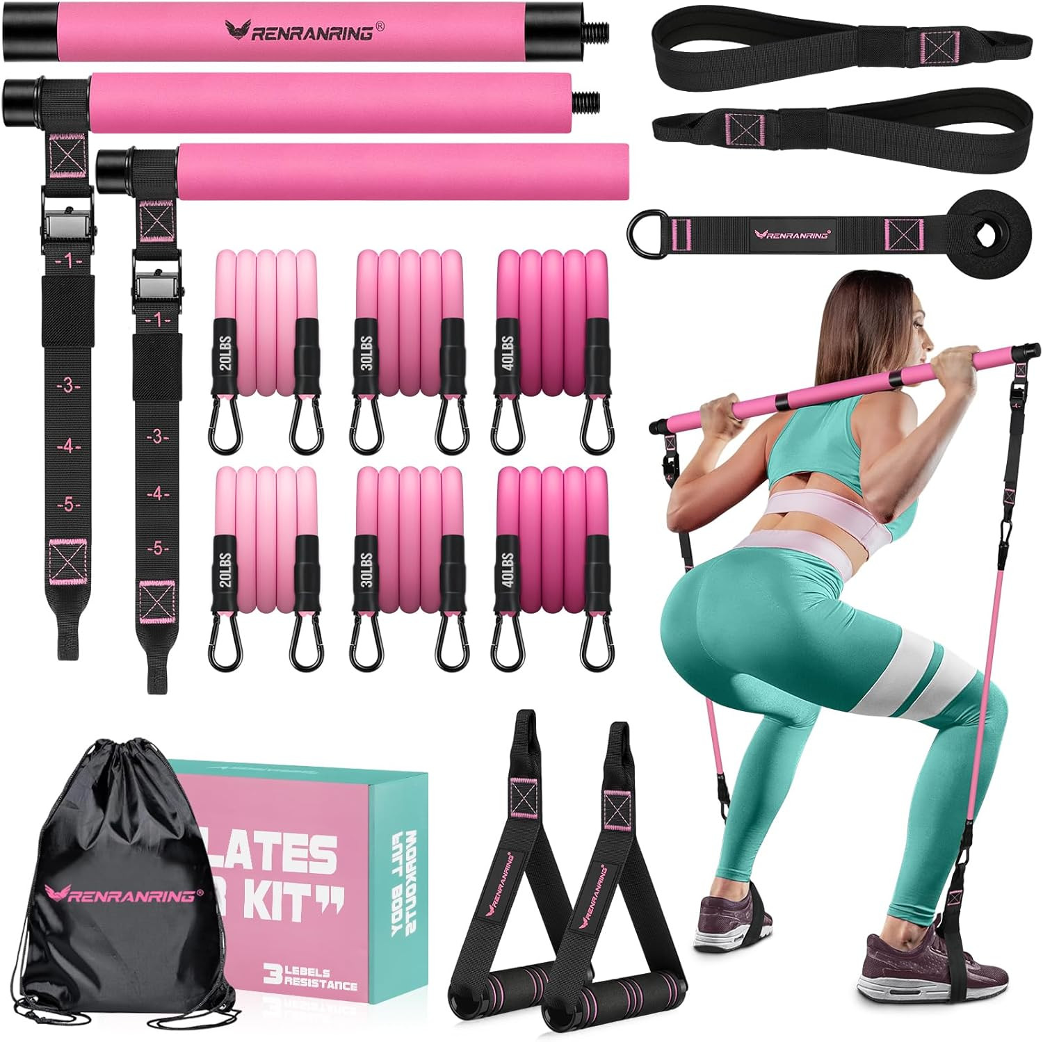 Pilates Bar Kit with Resistance Bands, Multifunctional Pilates Bar for Women & Men with Heavy-Dut... | Amazon (US)