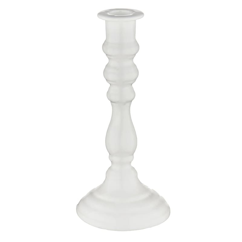 White Ceramic Taper Candle Holder, 9" | At Home