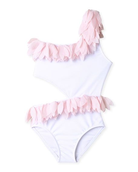 Stella Cove Girl's Tulle Petals Side Cutout One-Piece Swimsuit, Size 2-14 | Neiman Marcus