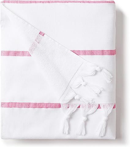 Laguna Beach Textile Co. Soft Turkish Fouta Beach Towel - Flamingo Pink Stripe, 400 GSM | Amazon (US)