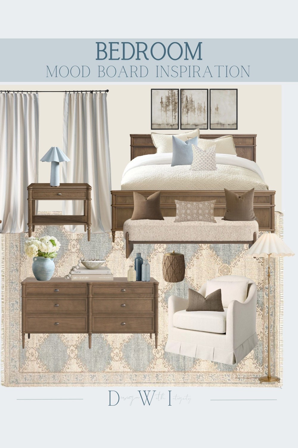 This bedroom mood board layers warm wood tones, soft ivory textures, muted blue accents, and tailored neutrals for a space that feels both timeless and inviting. The combination of classic furniture silhouettes, layered bedding, and soft patterned textiles creates a bedroom retreat that feels elevated yet effortlessly comfortable.

I especially love how the pale blue accents bring a subtle freshness to the warm neutral palette while the tailored skirted chair adds a refined designer touch. Every selection was chosen to create a calming and collected atmosphere that feels cozy year round.

Tap through to shop all selections and recreate this serene bedroom look in your own home.

#bedroomdecor #bedroomdesign #neutralbedroom #traditionalhome #cozybedroom #blueandneutral #interiordesign #homedecor #classicinteriors #ltkhome

neutral bedroom
blue and beige bedroom
traditional bedroom decor
warm wood furniture
designer bedroom inspiration
cozy neutral bedroom
classic home styling
layered bedding
soft blue accents
bedroom mood board

#LTKHome