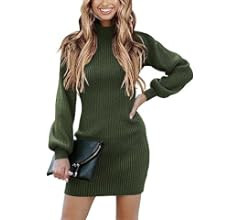 ANRABESS Women Turtleneck Long Sleeve Knit Stretchable Elasticity Slim Sweater Bodycon Mini Sweat... | Amazon (US)