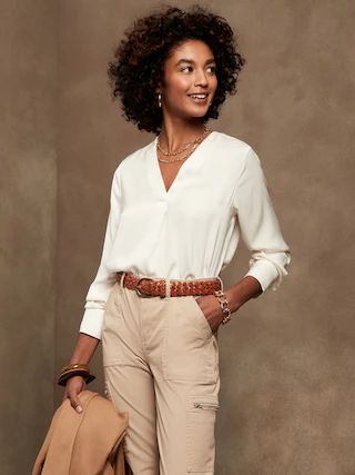 Drapey V-Neck Blouse | Banana Republic Factory