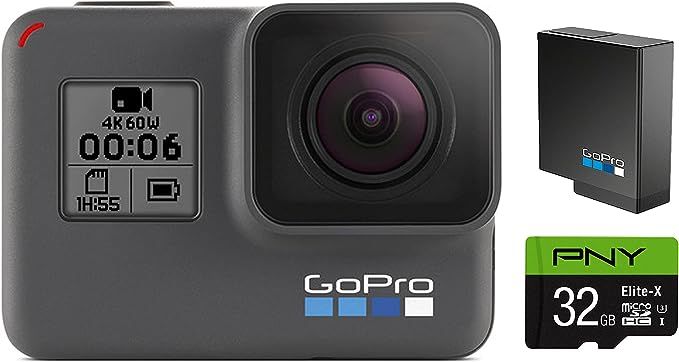 GoPro HERO6 Black + Extra Battery + PNY Elite-X 32GB microSDHC Card - E-Commerce Packaging - Wate... | Amazon (US)