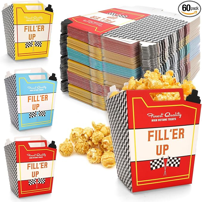 60 Pcs Race Car Fuel Can Popcorn Treat Boxes, Racing Birthday Party Supplies, Candy Cookie Popcor... | Amazon (US)