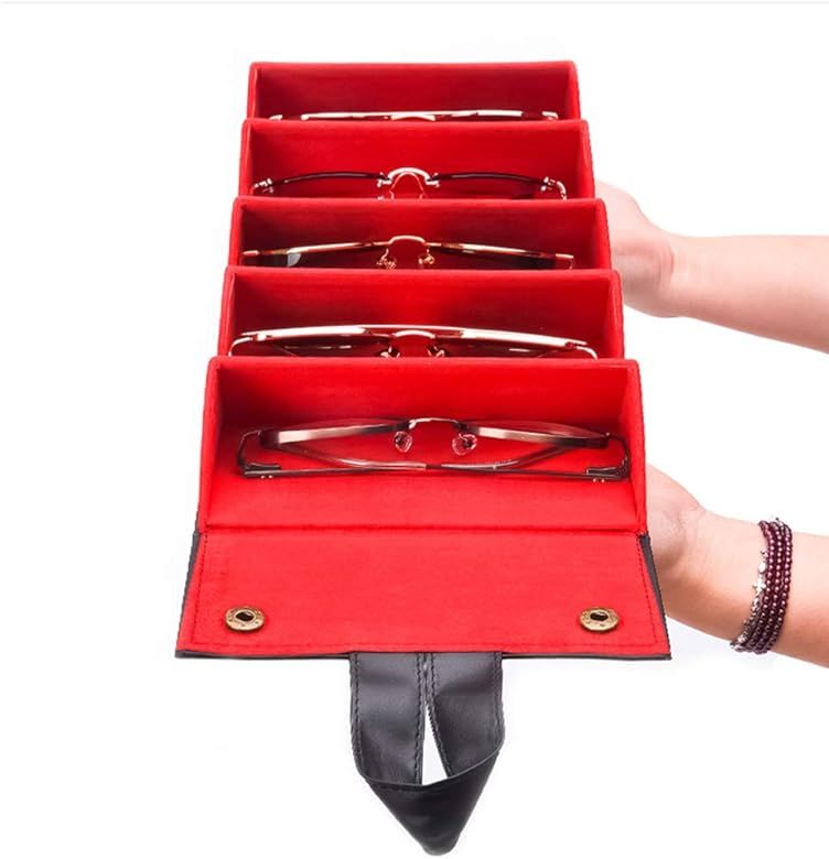 Multiple Leather Sunglasses  Travel Organizer Case Foldable Eyeglasses Storage Box Portable Eyewe... | Amazon (US)