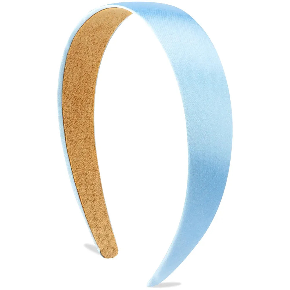 Satin Headbands for Women & Girls - Light Blue, 1.18 Inch Wide, Non-Slip Ribbon Headbands for Cra... | Amazon (US)