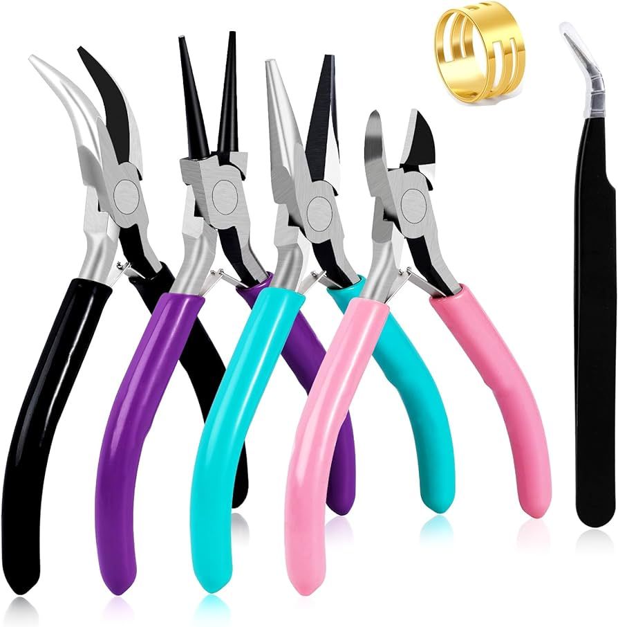 4 Pack Jewelry Pliers Jewelry Making Pliers Tools Kit with Needle Nose Pliers/Chain Nose Pliers, ... | Amazon (US)