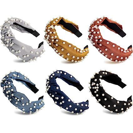 6 Pieces Retro Twisted Faux Pearl Headband Wide Head Hoop Decor for Women Girls (Style 2, Color S... | Amazon (US)